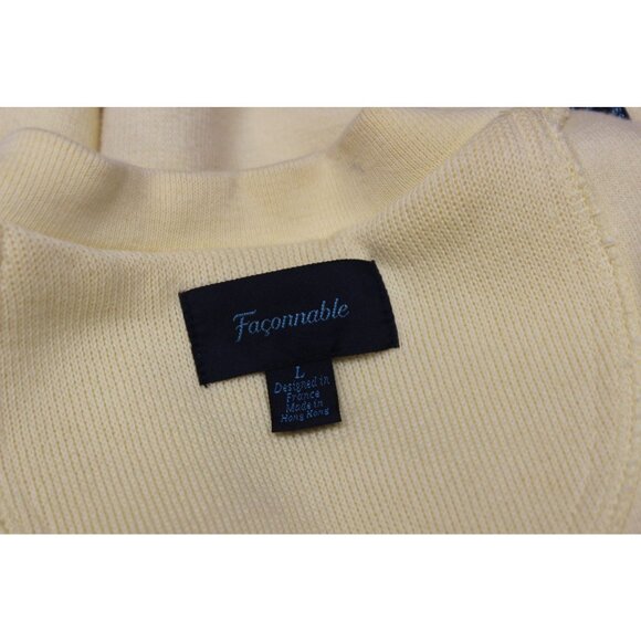 Faconnable Pullover Sweater Men’s Size Large V-Notch Crew Neck Tight Knit - Picture 7 of 16